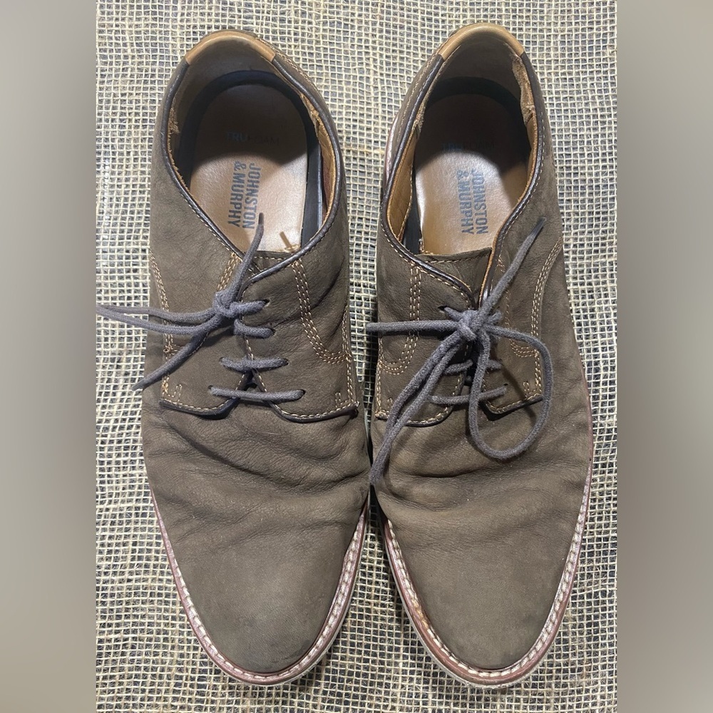 Johnston & Murphy Upton Plain Toe Shoe, Size 9M, Dark Brown Nubuck Leather